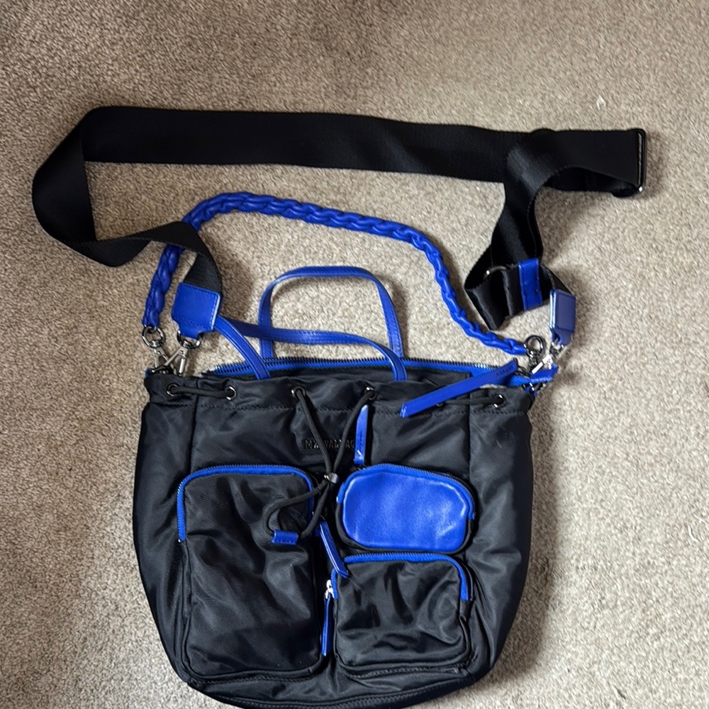MZ Wallace Black and Blue Crossbody Bag